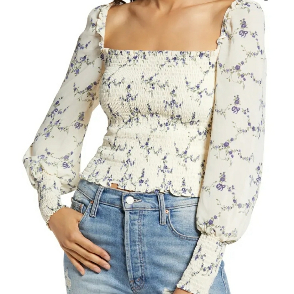 Reformation Pinto Smocked Top in Emmeline